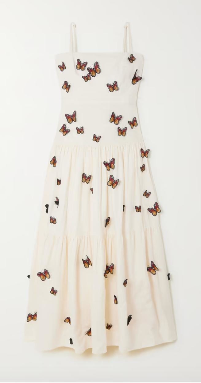 AGUA BY AGUA BENDITA - Lima Monarca appliquéd tiered linen maxi dress